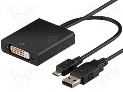 Кабелен адаптер MHL.03 Адаптер MHL; DVI-D (18+1) гнездо, USB B micro щепсел; 0,2m